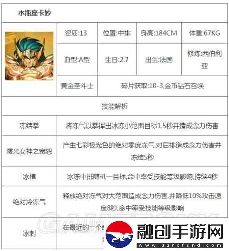 圣斗士星矢重生卡妙技能分析